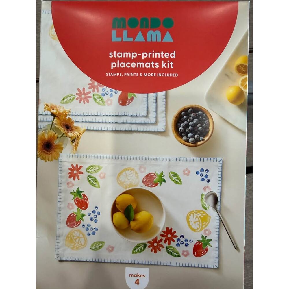 Mondo Llama Stamp Printed Placemats Kit Makes 4‎ Stamps Paint Placemats String